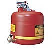 Justrite 5-Gallon Poly Safety Can with Brass Top Faucet